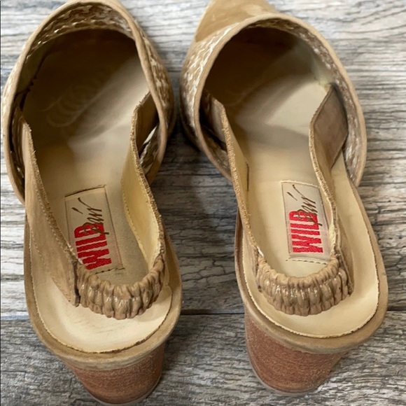 Wild Pair Boho Leather Slip On Basketweave Mule Heels Tan 7.5B - Picture 9 of 15